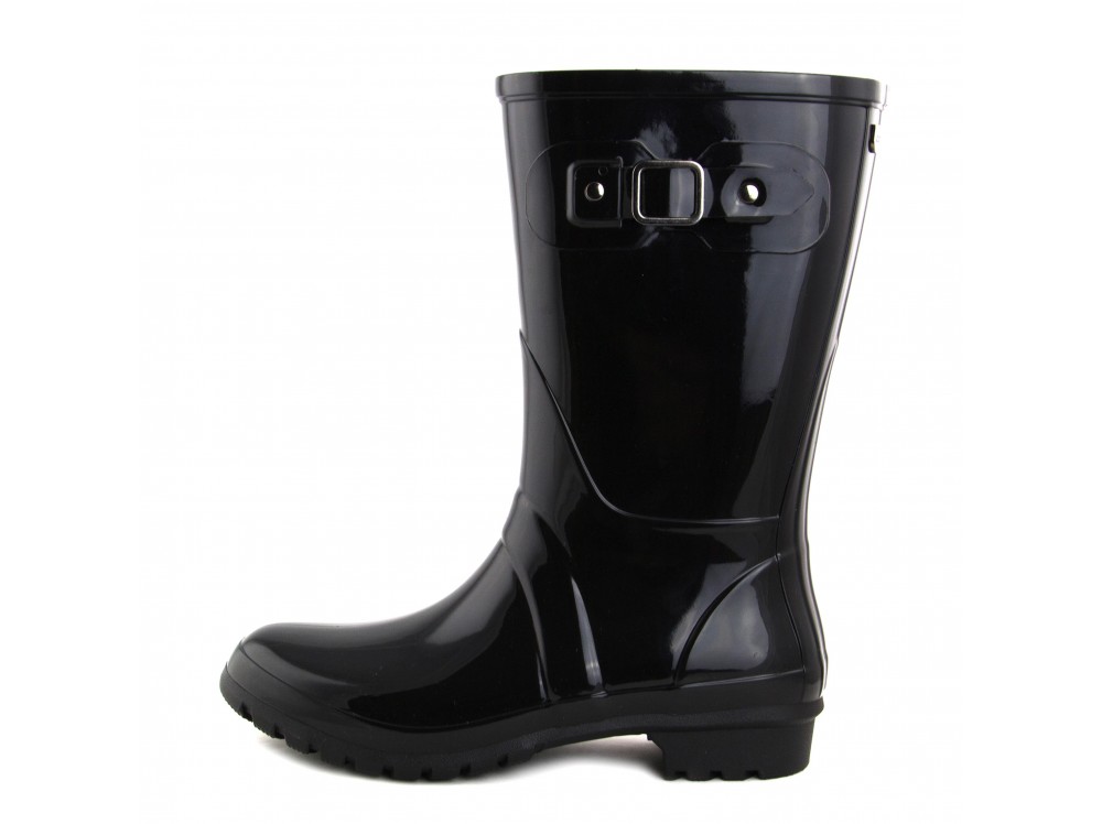 Bota de agua media caña negro brillo con hebilla Igor