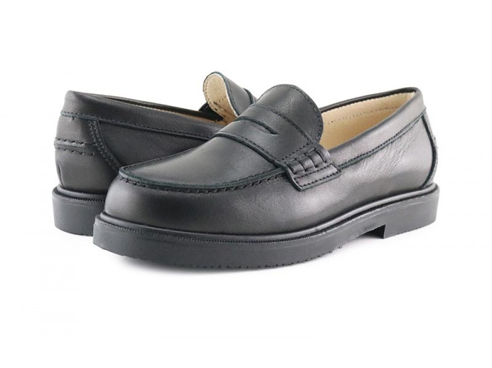 Mocasin piel negro con antifaz NEWJERO501 Jeromín
