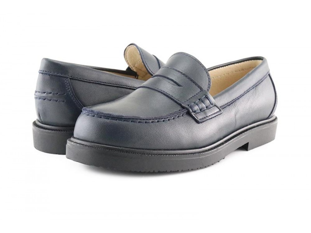 Mocasin piel azul con antifaz NEWJERO501 Jeromín