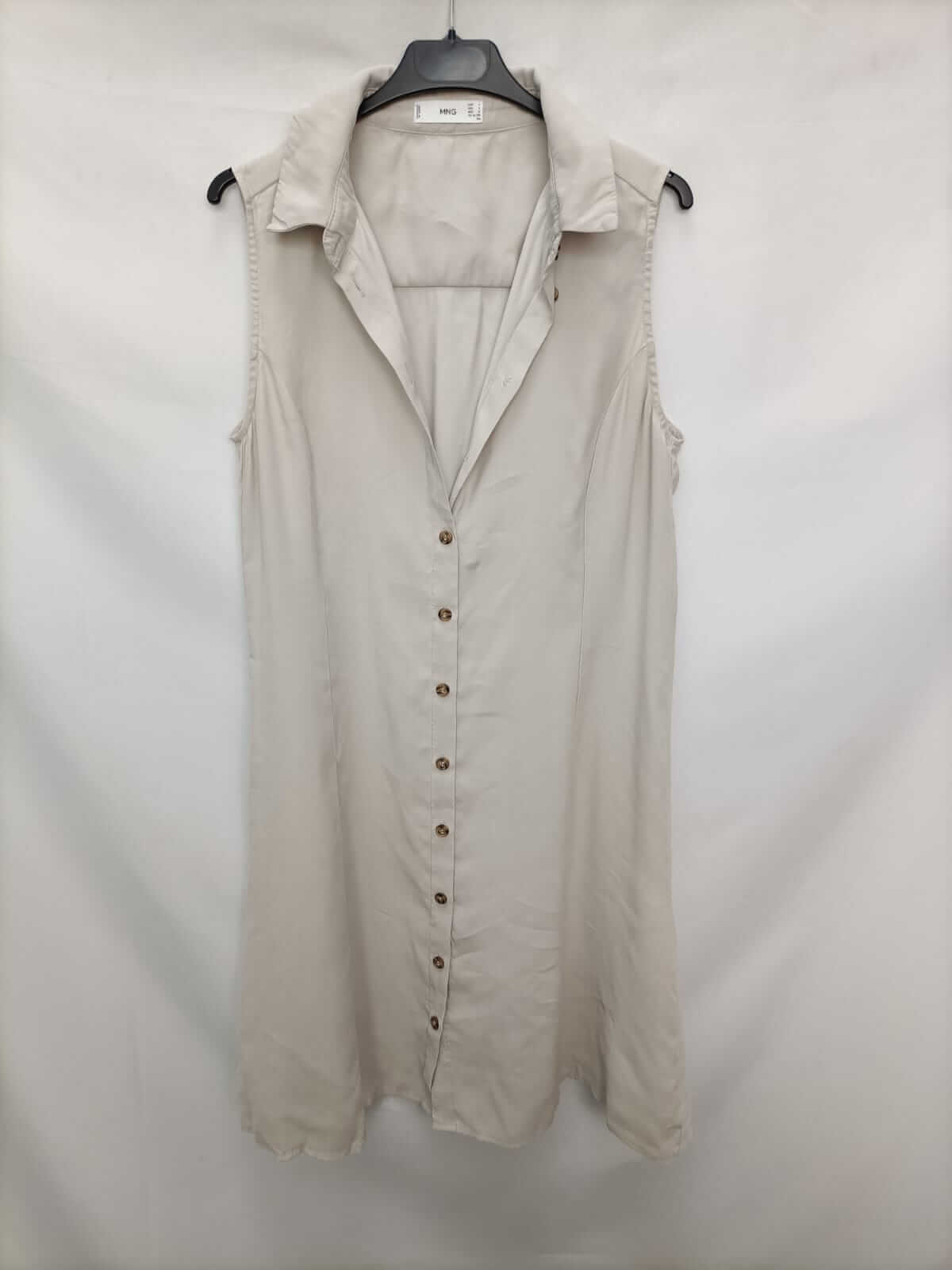 MANGO. Vestido camisero beige T.l