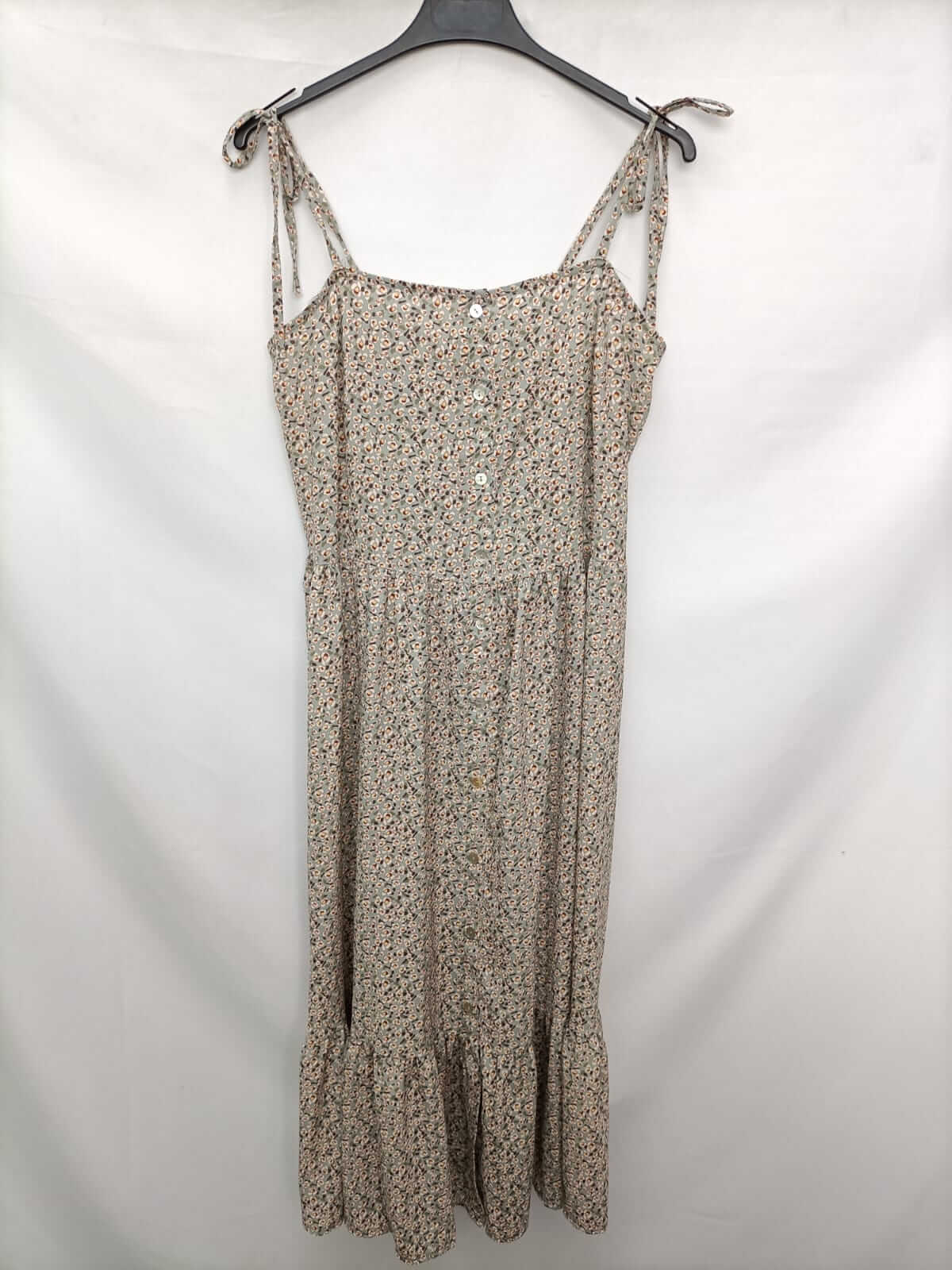 VALENTINA. Vestido midi verde flores T.L