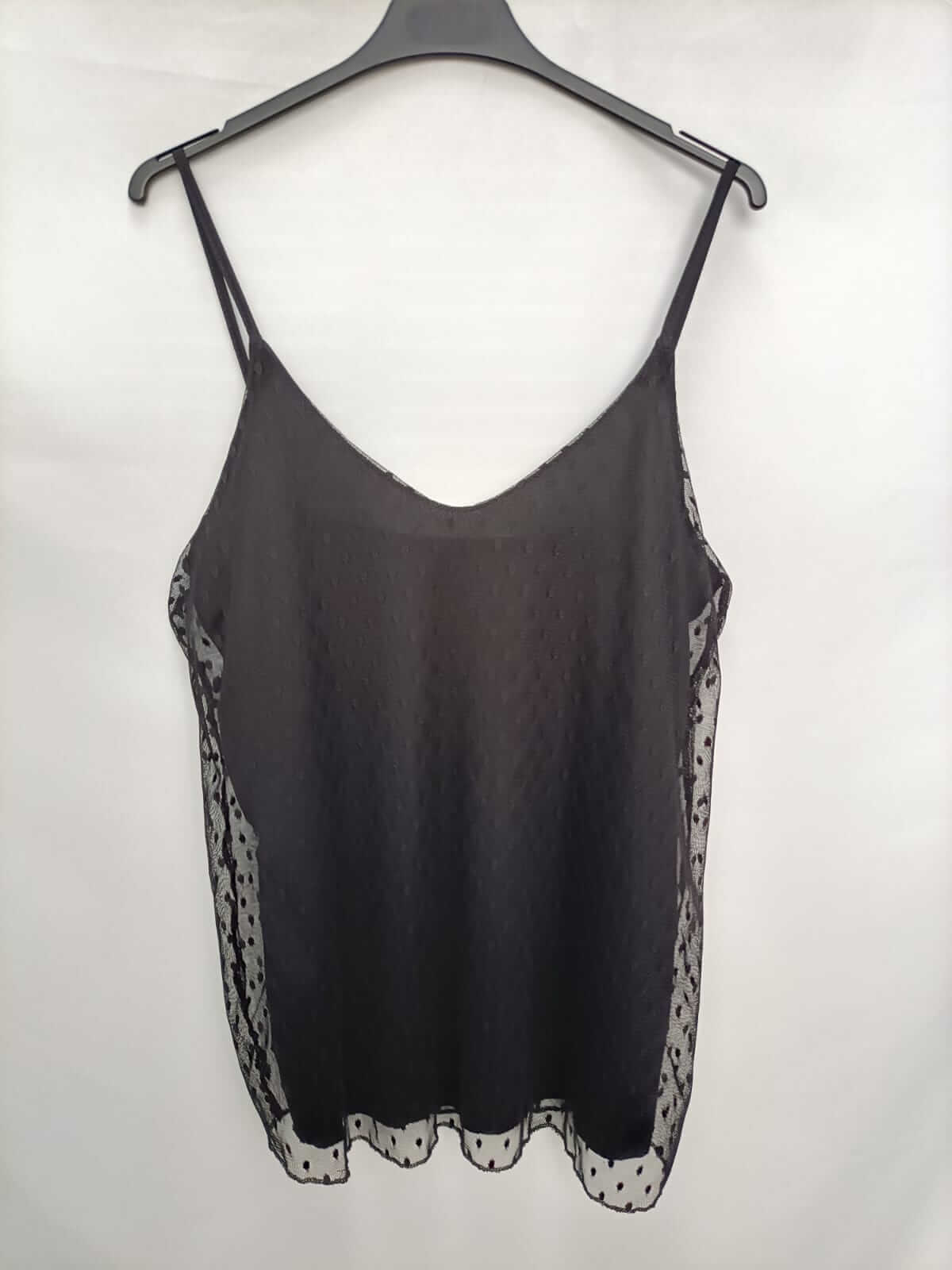 VALENTINA. Top negro plumeti T. m/l