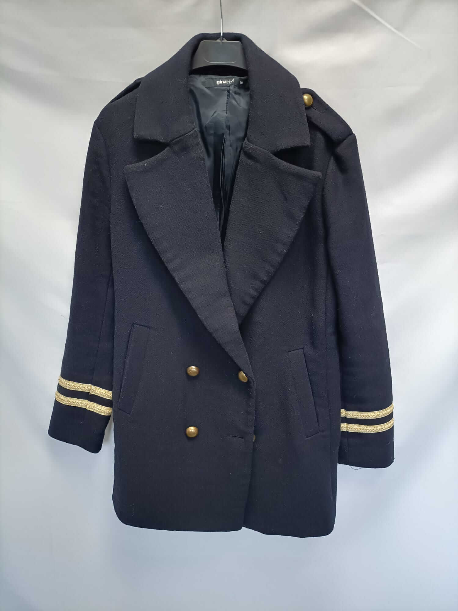 GINATRICOT.Abrigo paño azul T.36