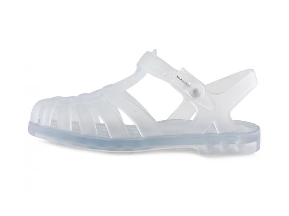 Sandalia cangrejera transparente con hebilla igor