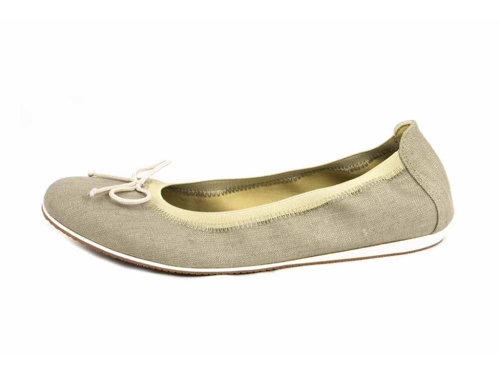 Bailarina lino beige oscuro elástico y lazo Jeromín