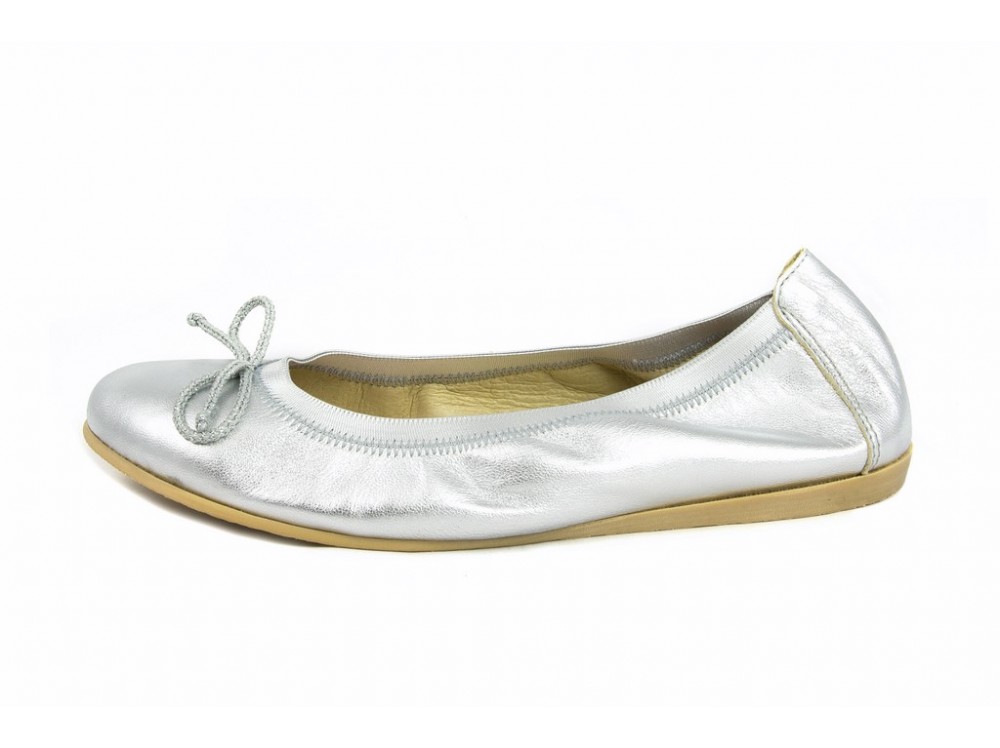 Bailarina piel plata elástico y lazo Jeromín