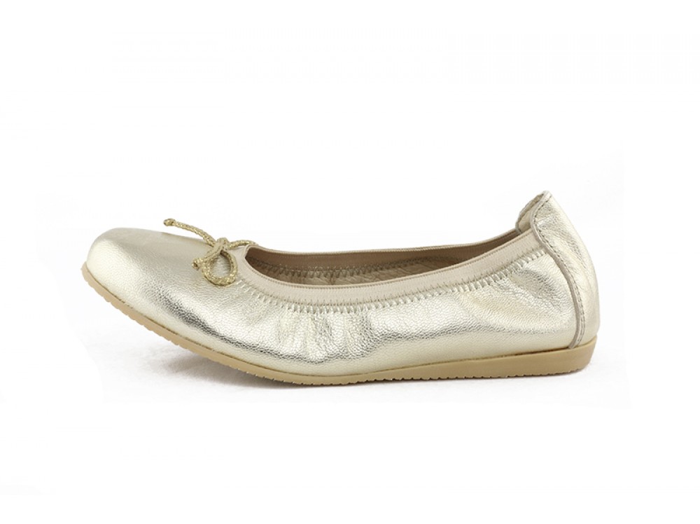 Bailarina piel champan elástico con lazo Jeromín