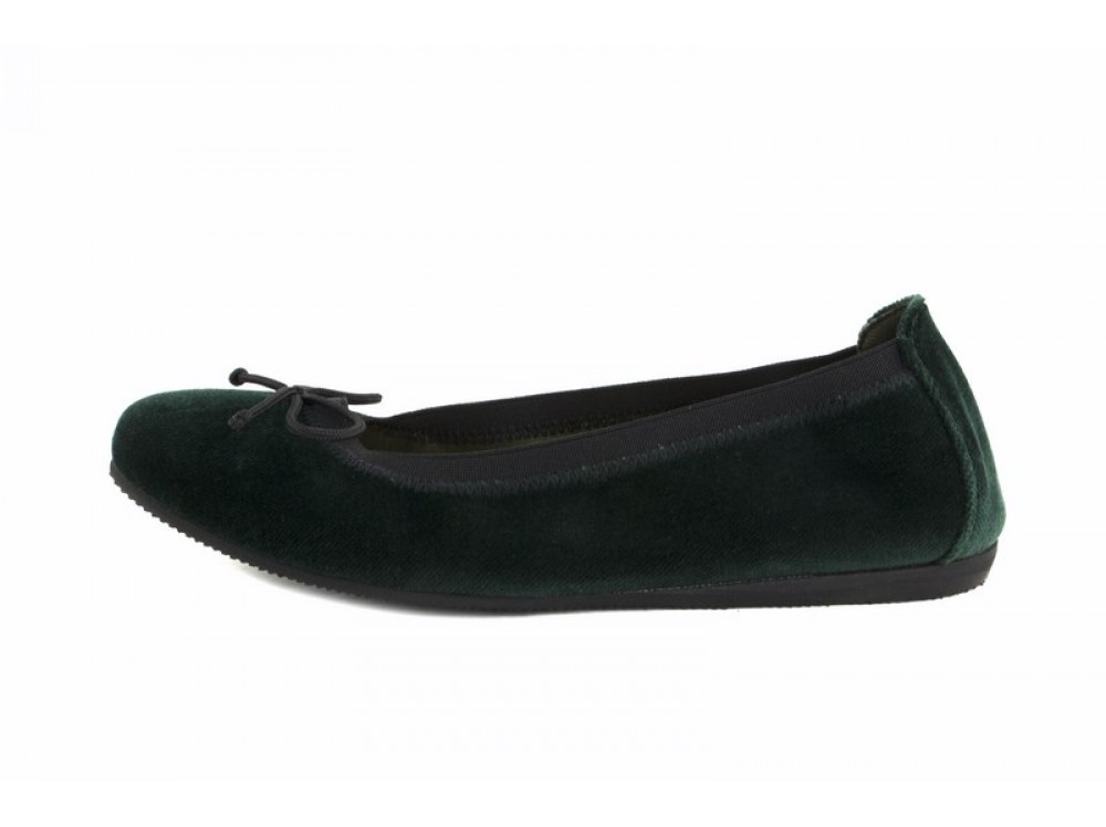 Bailarina terciopelo verde elástico y lazo Jeromín