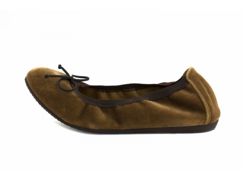Bailarina terciopelo color cuero elástico y lazo Jeromín