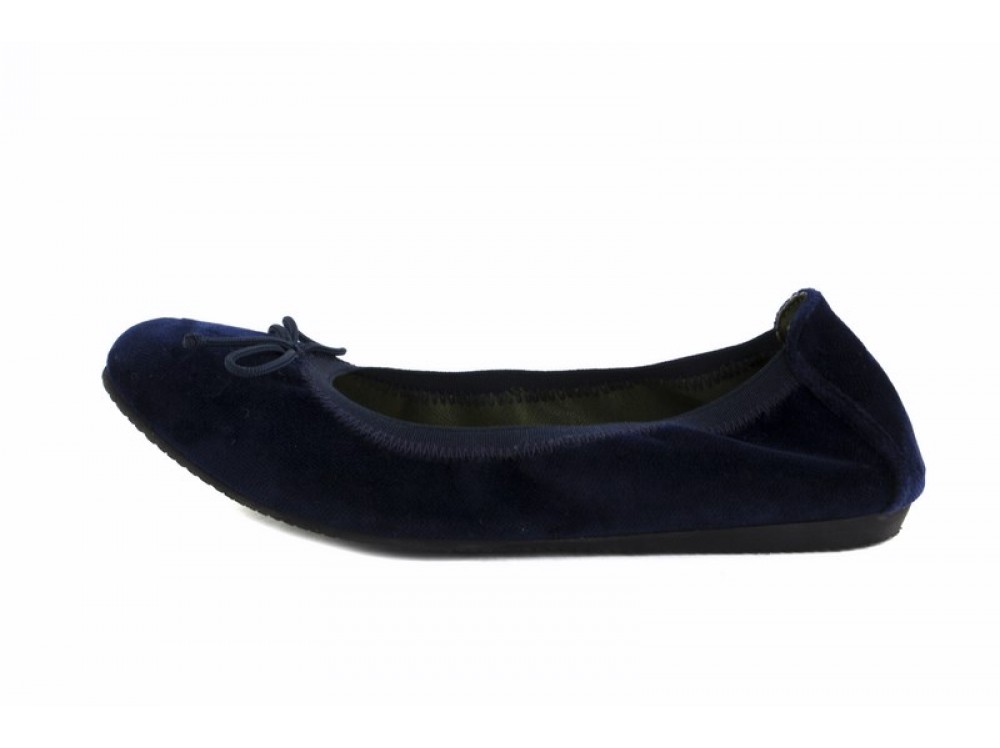 Bailarina terciopelo azul elástico y lazo Jeromín