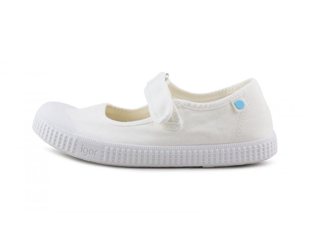 Mercedita de lona blanca con velcro y puntera de goma Igor
