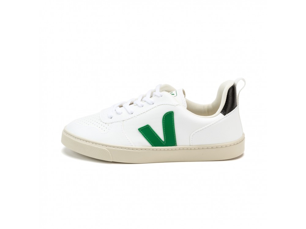 Deportiva con cordón blanco/esmeralda SmallV10 Veja