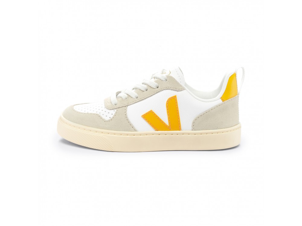 Deportiva con cordón blanco/beige/amarillo Veja SmallV10