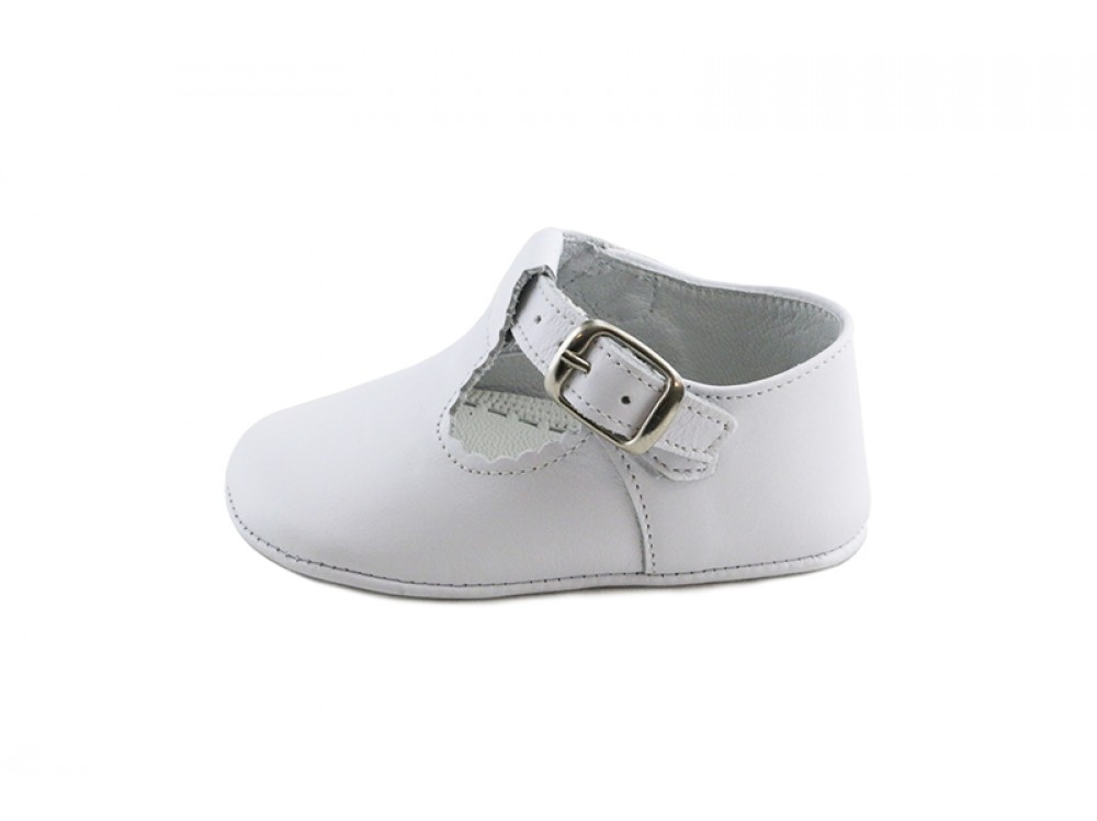 Sandalia cuna hebilla piel blanca Jeromín