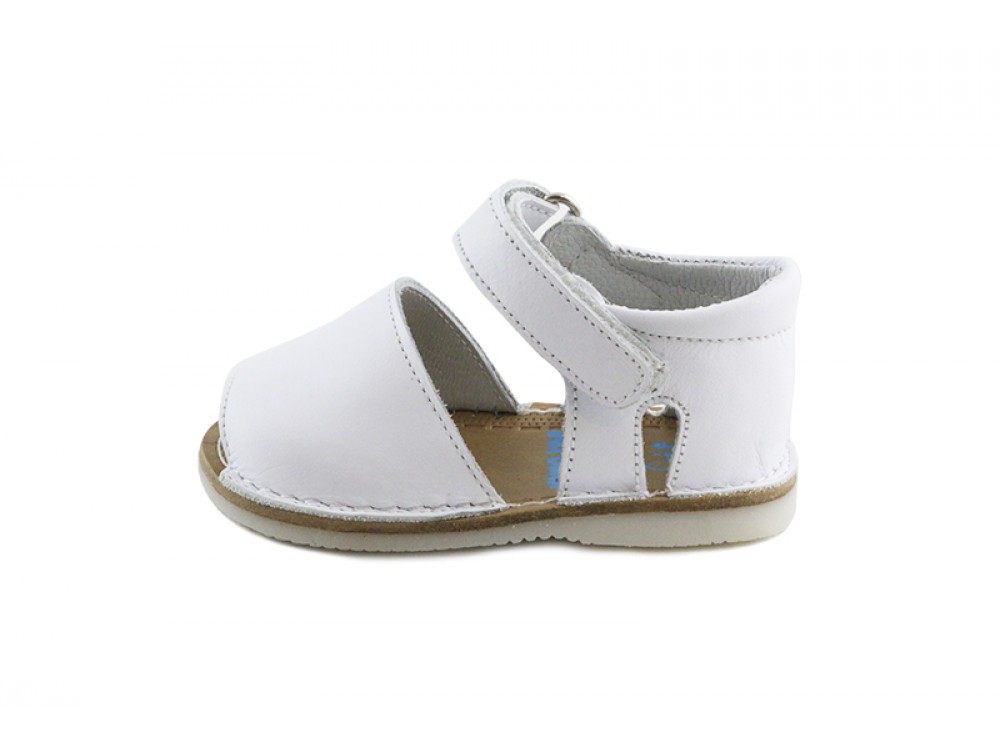 Sandalia con velcro piel blanca Jeomín