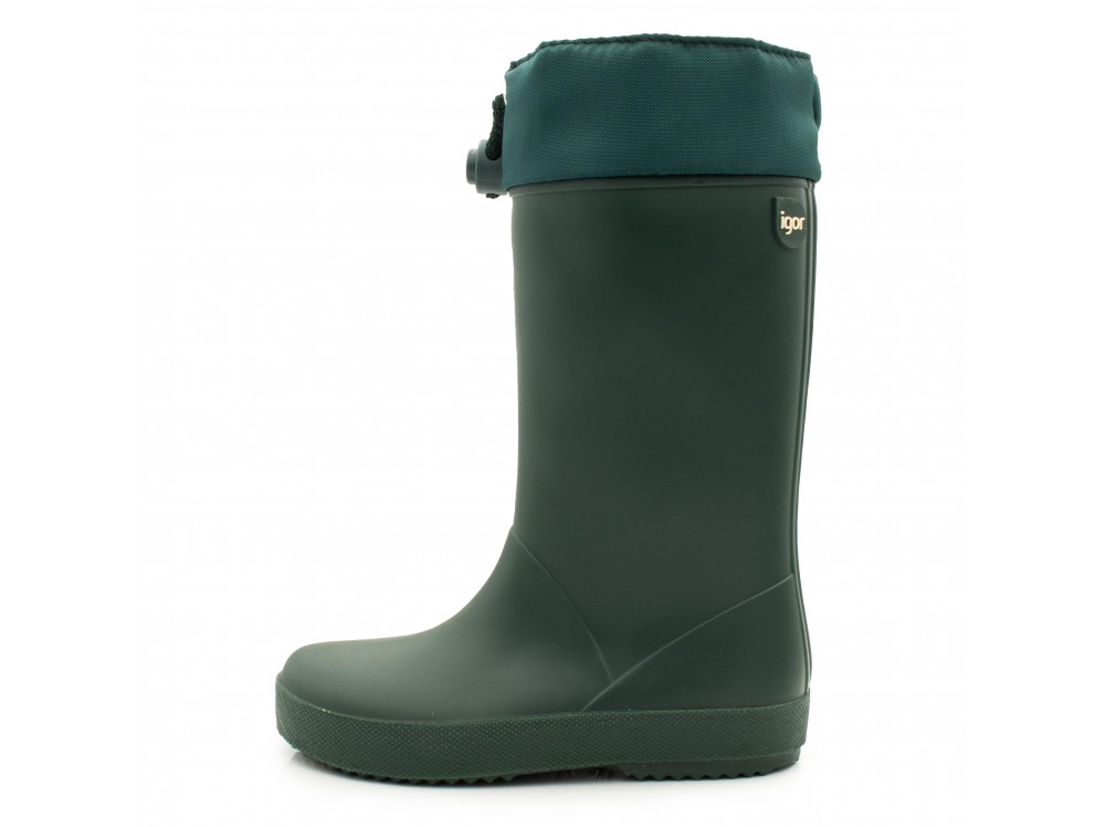 Bota de agua media caña verde y cordón Igor