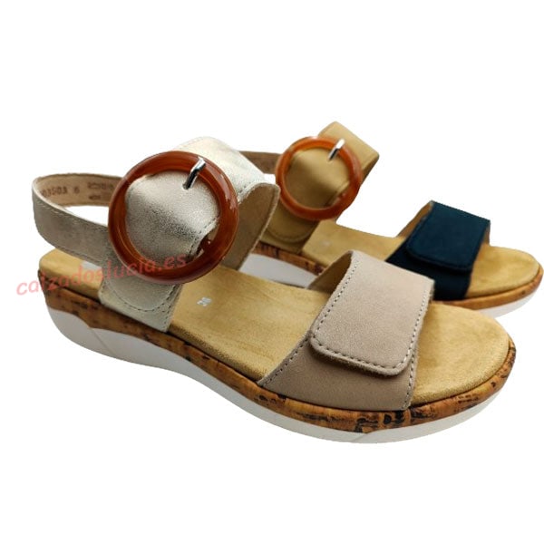 Sandalia Remonte con velcro, hebilla y plantilla extraíble