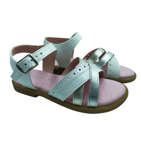 Sandalia tiras plata y platino con hebilla Titanitos