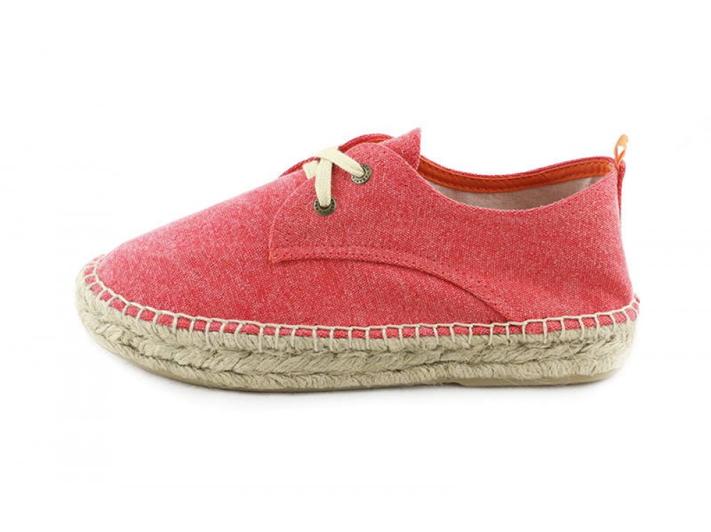Alpargata lona rojo lavado con plataforma Abarca
