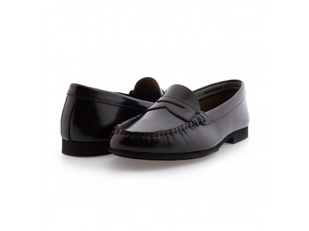 Mocasin pala baja piel burdeos brillante Jeromín