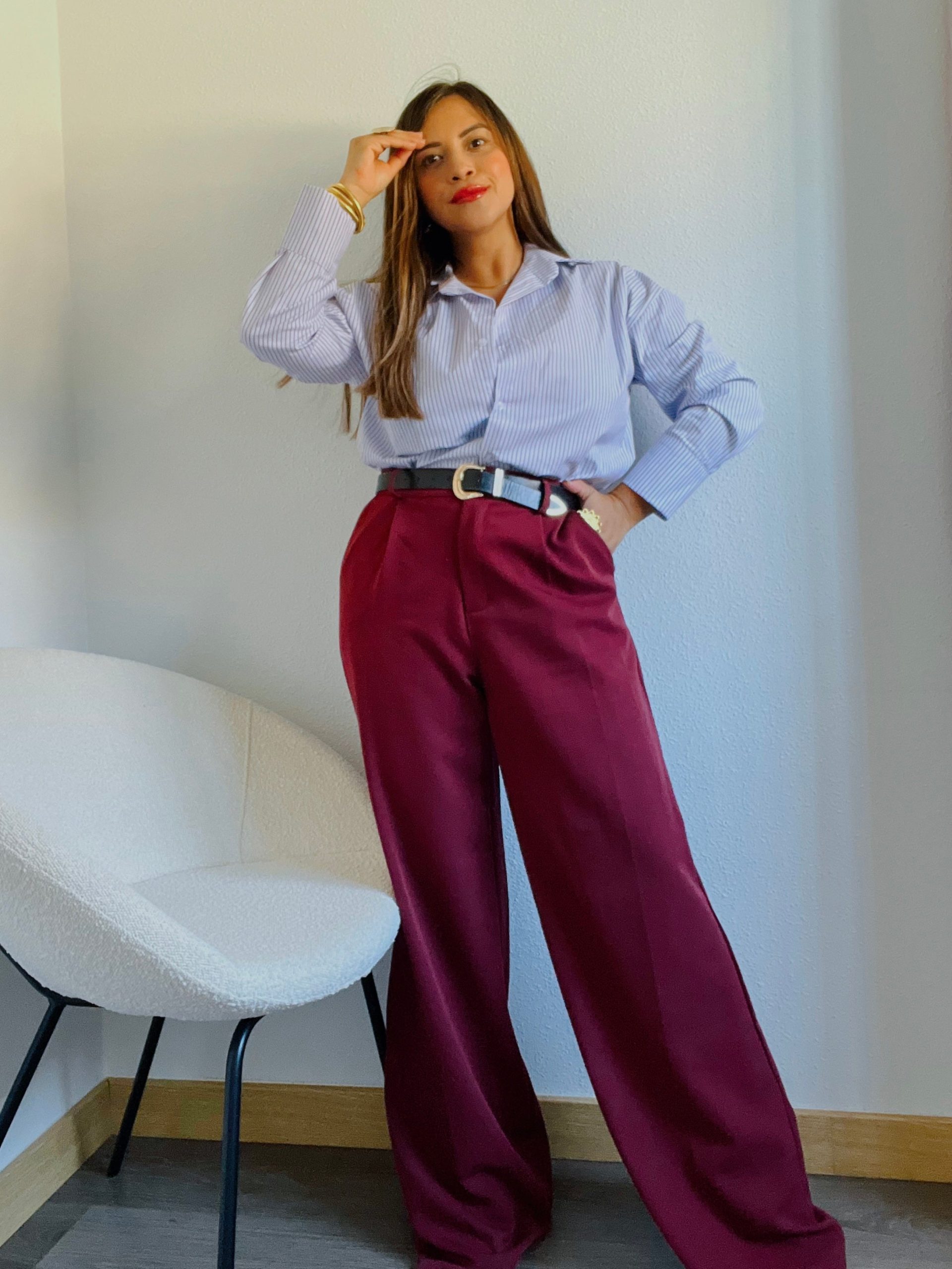 Pantalón largo burdeos