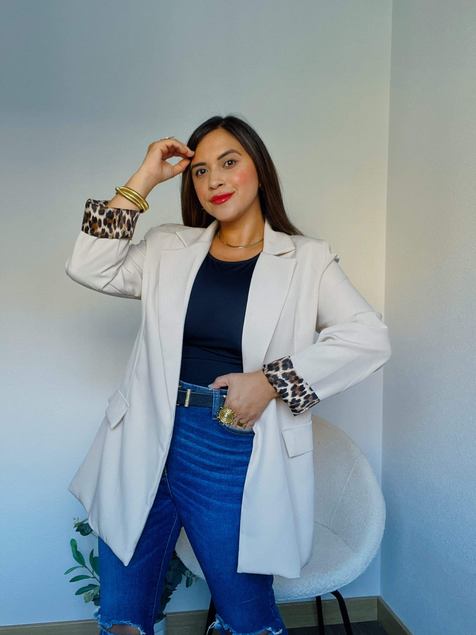 Blazer  Animal Print Beige