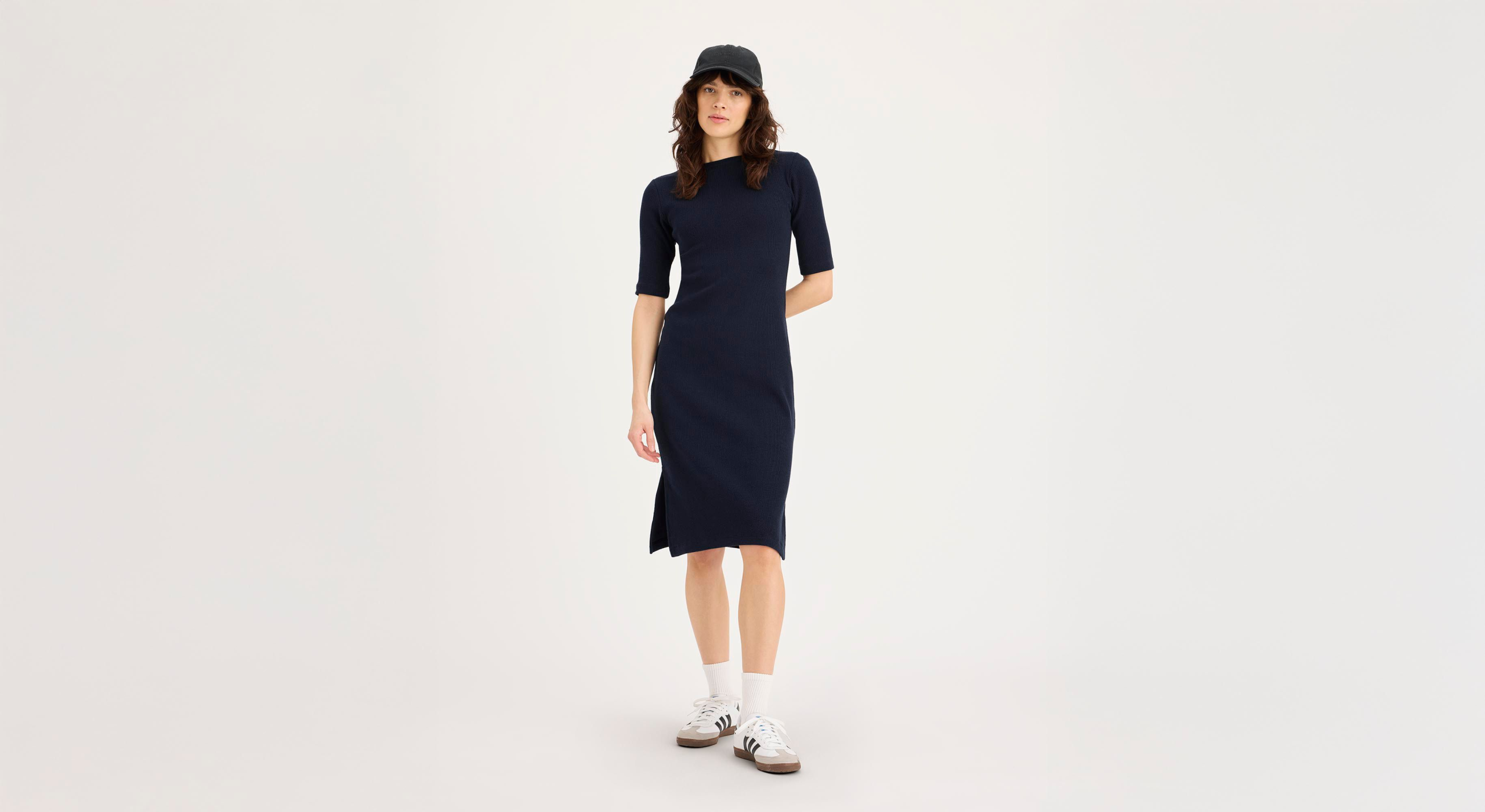 Rib Dress with Lofi Knit, Slim Fit
