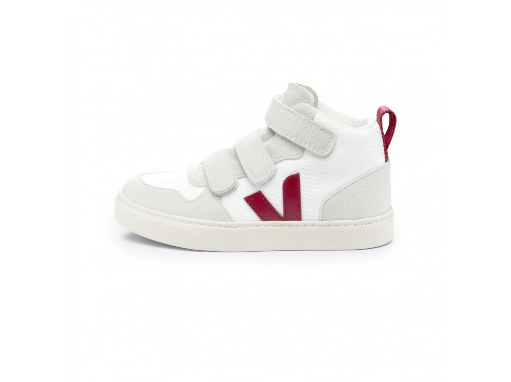 Bota con velcro blanco/burdeos V10MIDVEL Veja