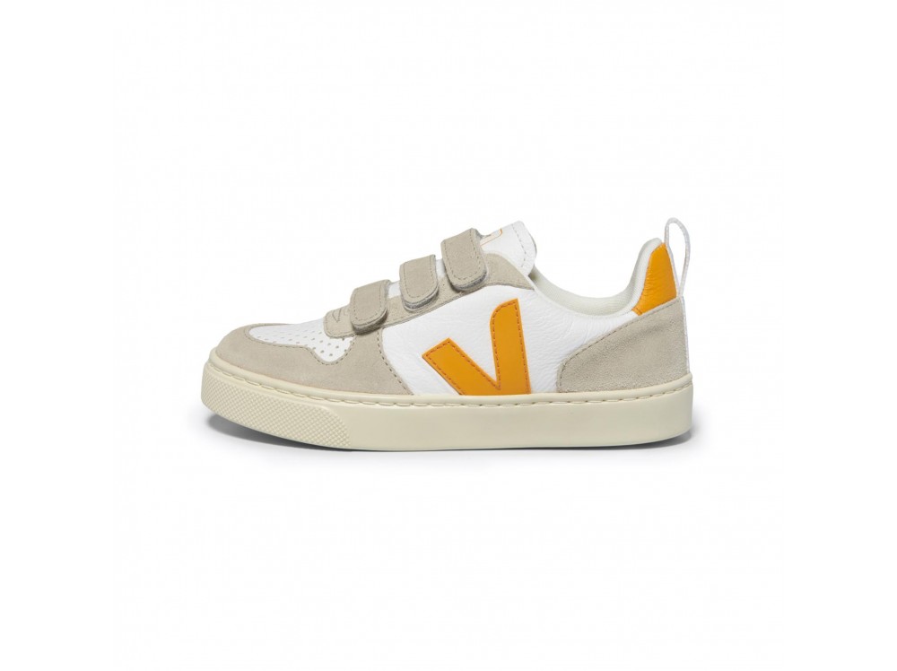 Zapatilla de velcro blanco/amarillo V10VEL de Veja