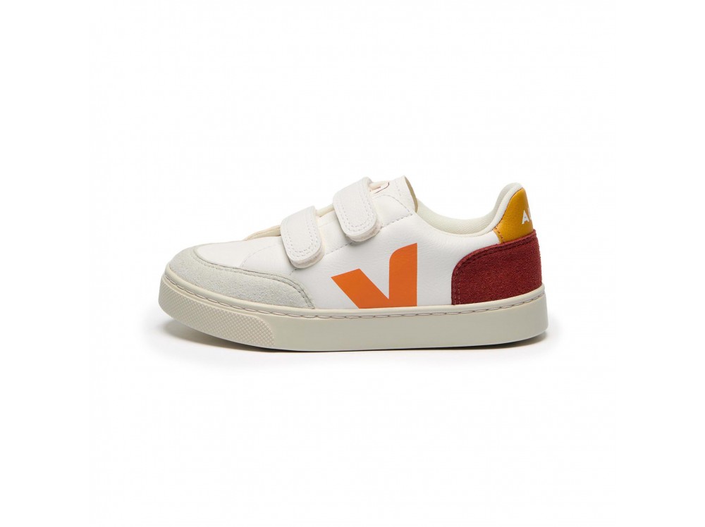 Deportiva con velcro blanco/naranja/burdeos V12VEL de Veja