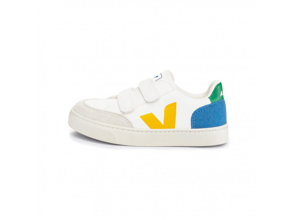 Deportiva con velcro blanco/amarillo/azulon V12VEL de Veja