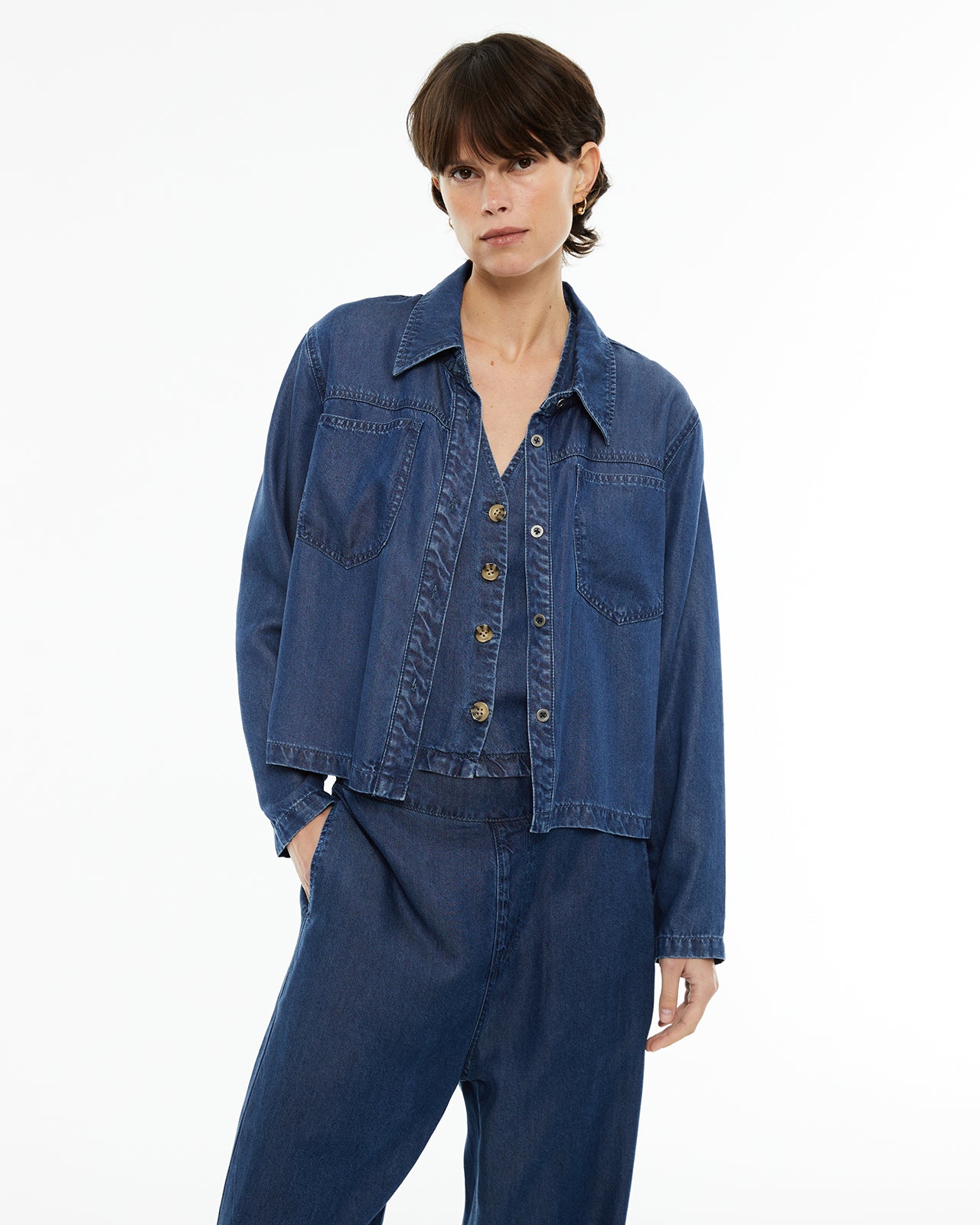 Camisa de tencel efecto denim