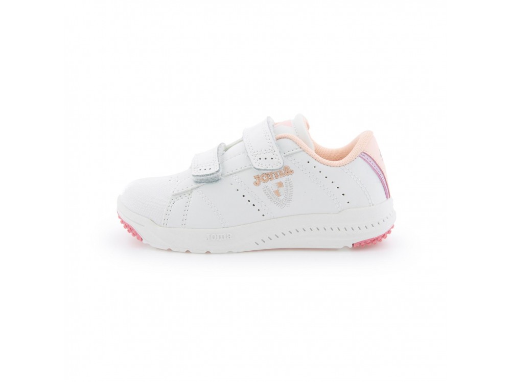 Deportiva con velcro piel blanca/rosa WPLAY de Joma