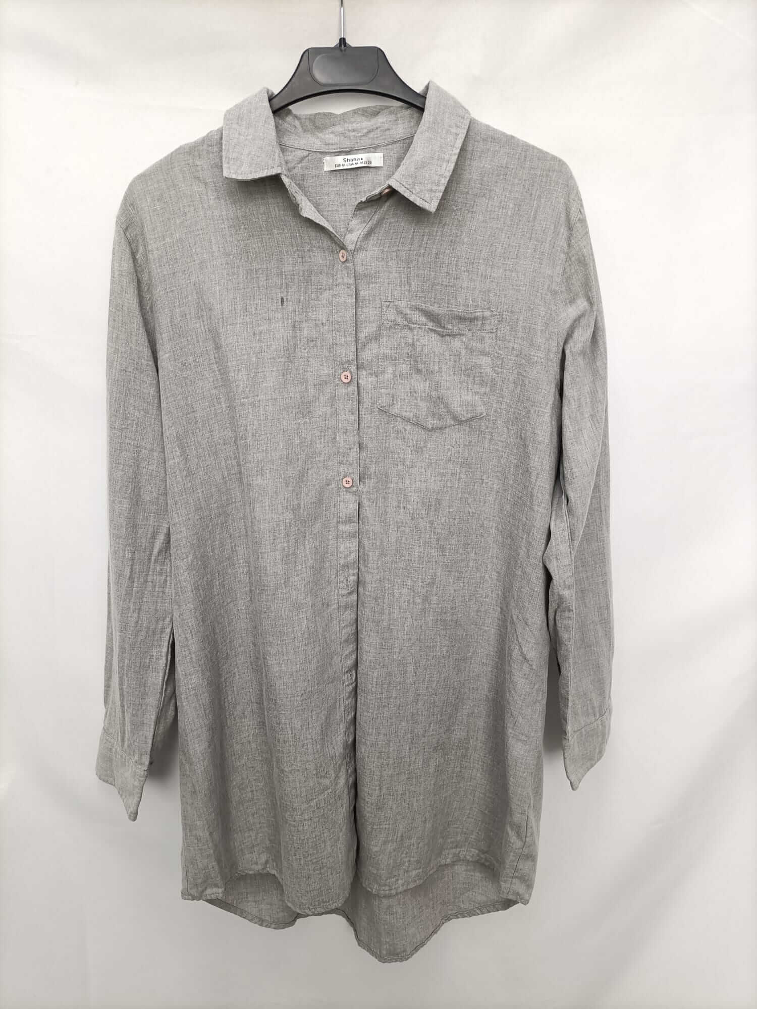 SHANA.Camisa oversized gris jaspeada T.m