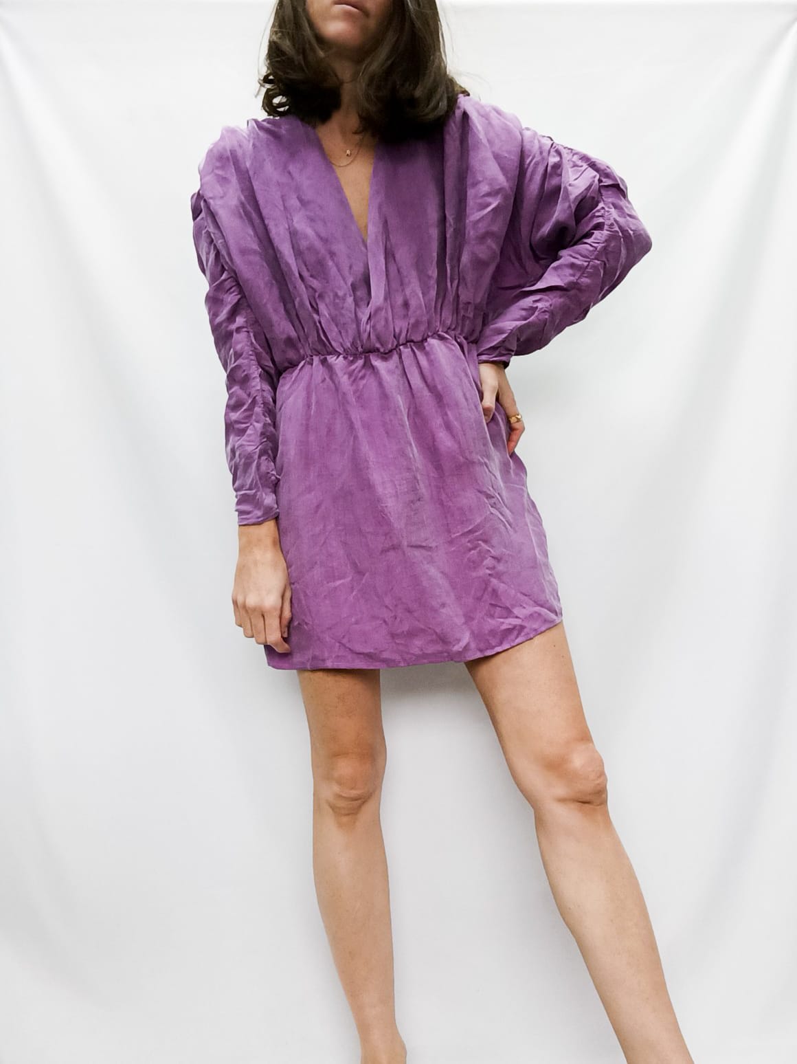 ZARA.Vestido corto lila T.m