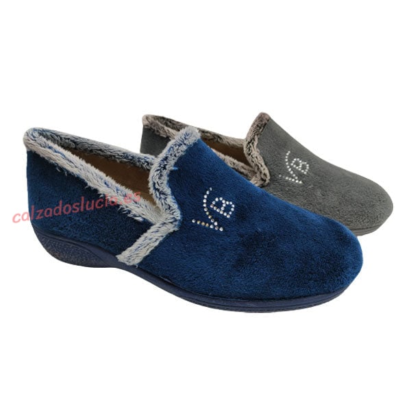 Zapatilla casa terciopelo ancho especial Vulca-Bicha