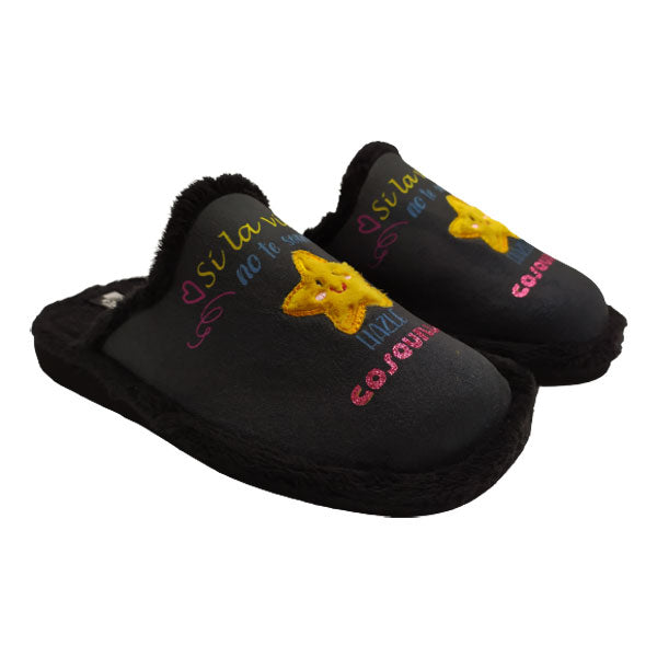 Zapatilla de casa "Si la vida no te sonríe, hazle cosquillas" Andinas