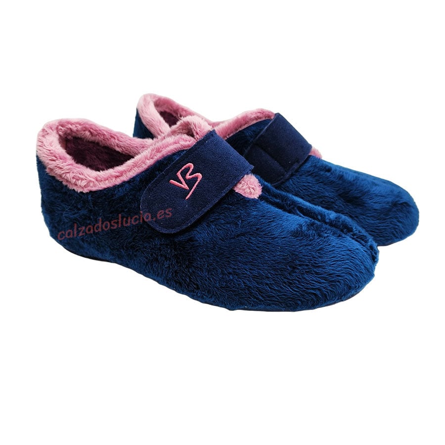 Zapatilla de casa peluche de velcro Vulca-Bicha mujer