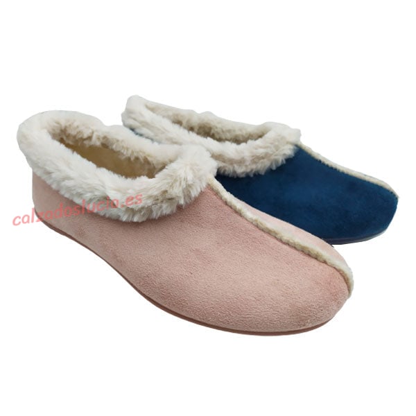 Zapatilla de casa cerrada con collarín de pelos Vulca-Bicha