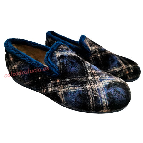 Zapatilla casa terciopelo cuadros Vulca-Bicha hombre