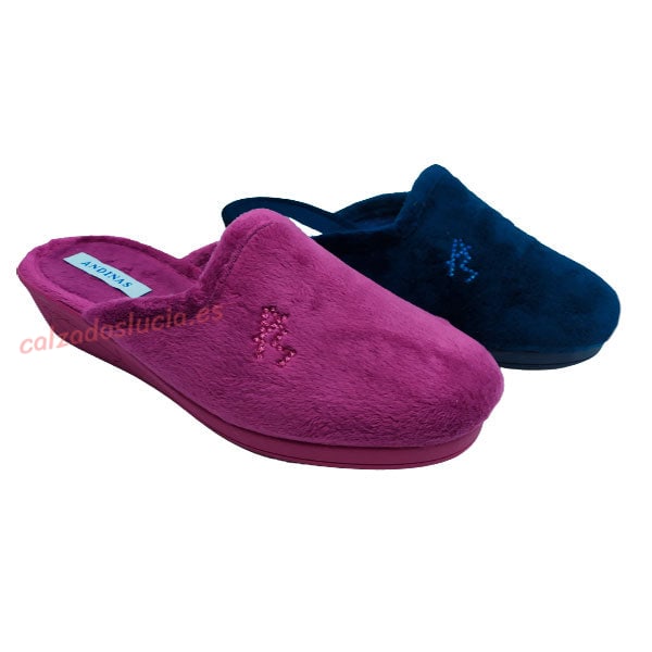 Zapatilla casa terciopelo y cuña de Andinas