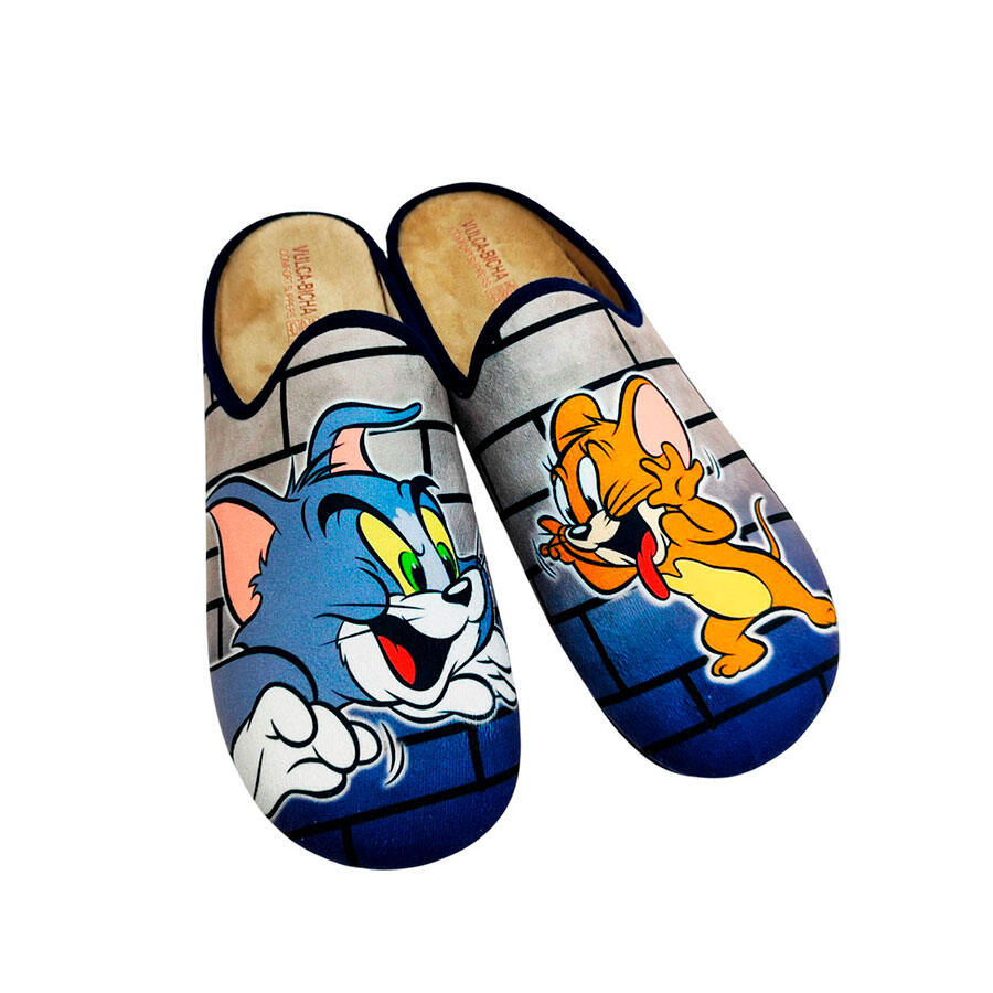 Zapatillas de casa con travieso ratón y simpático gato