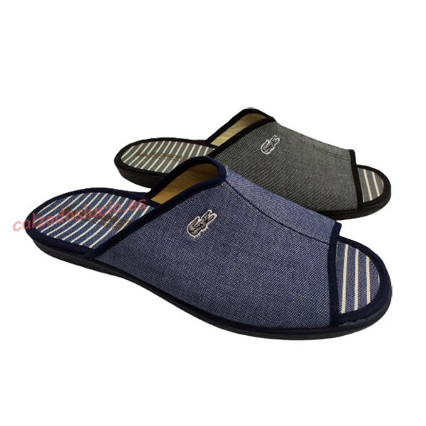 Zapatilla de casa en lona con cocodrilo V-B