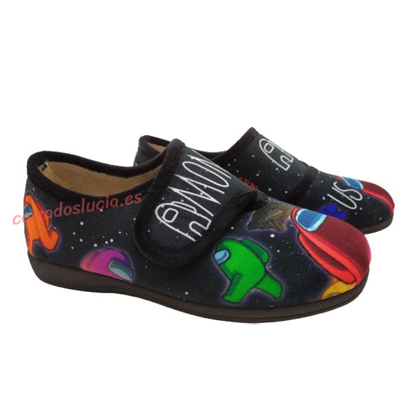 Zapatilla de casa con velcro astronautas Vulca-Bicha
