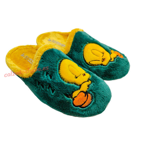 Zapatilla casa peluche con pollito amarillo de Vulca-Bicha