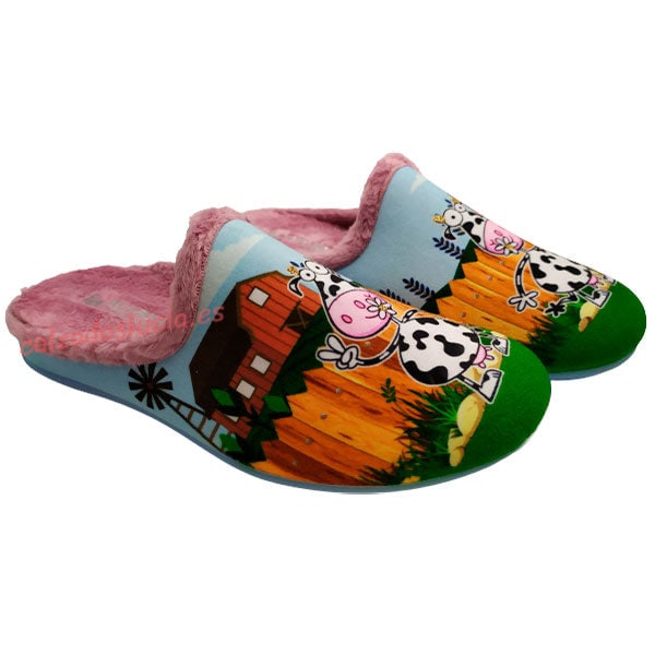 Zapatilla de casa destalonada vaquita de Vulca-Bicha