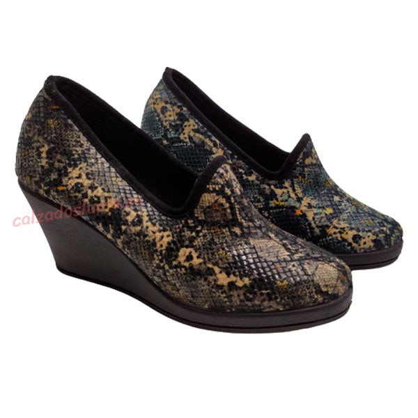 Zapatilla cuña alta estampado cobra Salemera