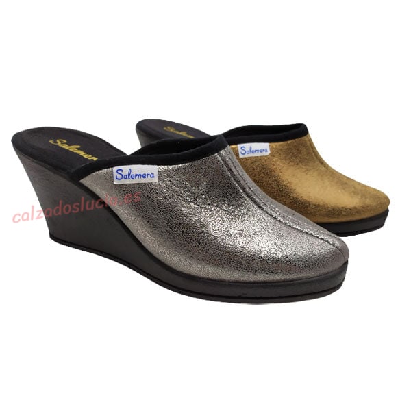 Zueco alto festín oro y plata de Salemera