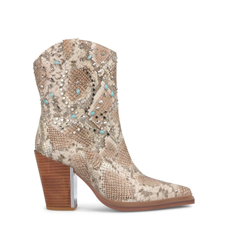 Alma en pena Botines de Piel Tachas animalprint