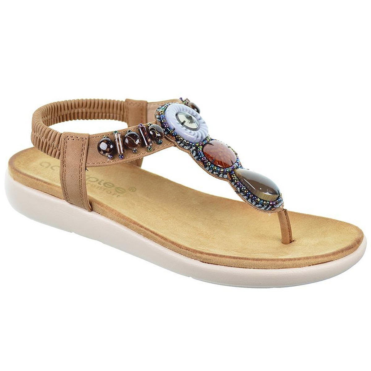 23557 Amarpies Sandalia Esclava Confort con fantasía | Mujer